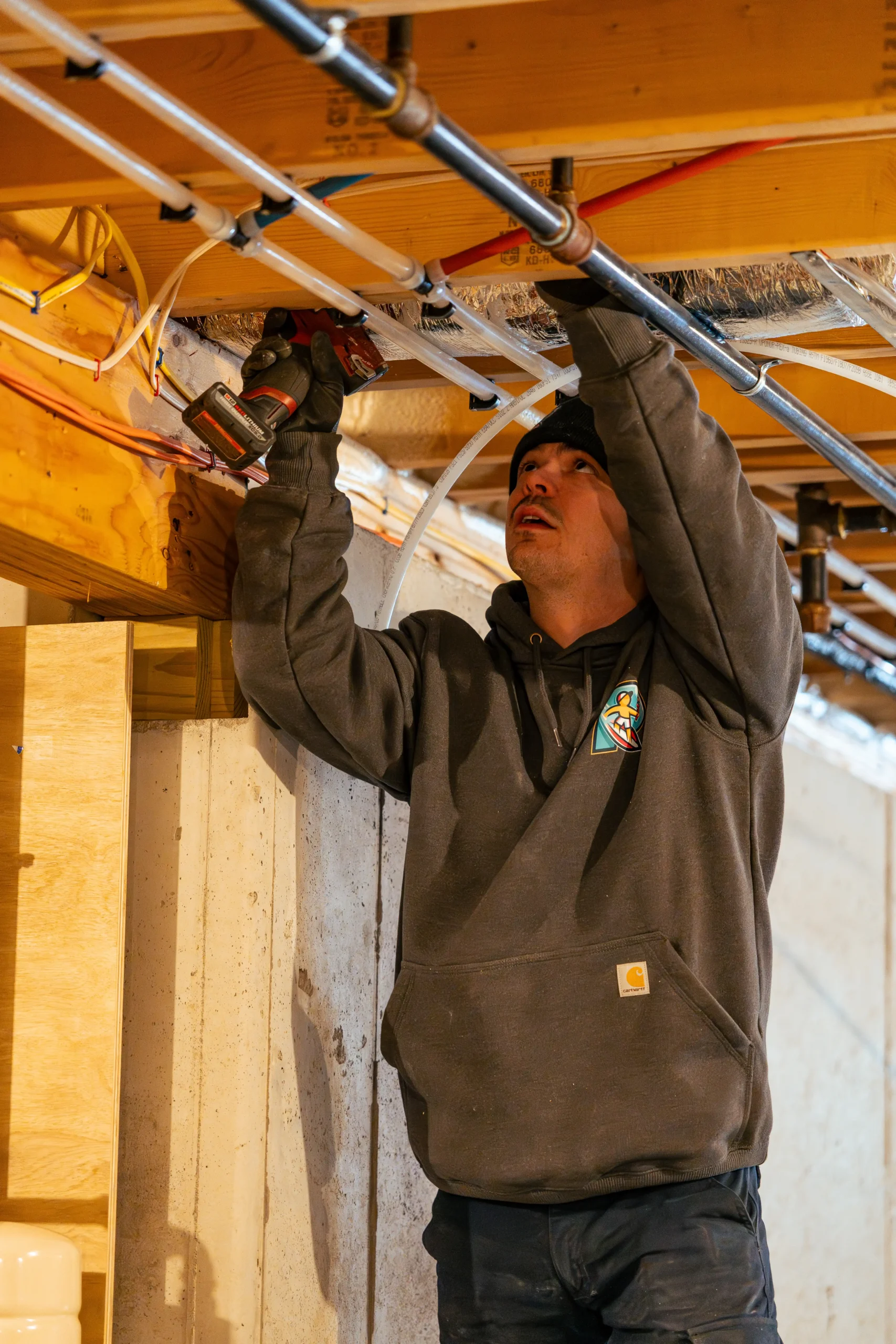 Installing plumbing and HVAC